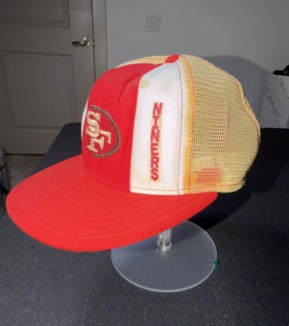 Vintage 1980s San Francisco 49ers NFL AJD Lucky Stripes Snapback Trucker Hat